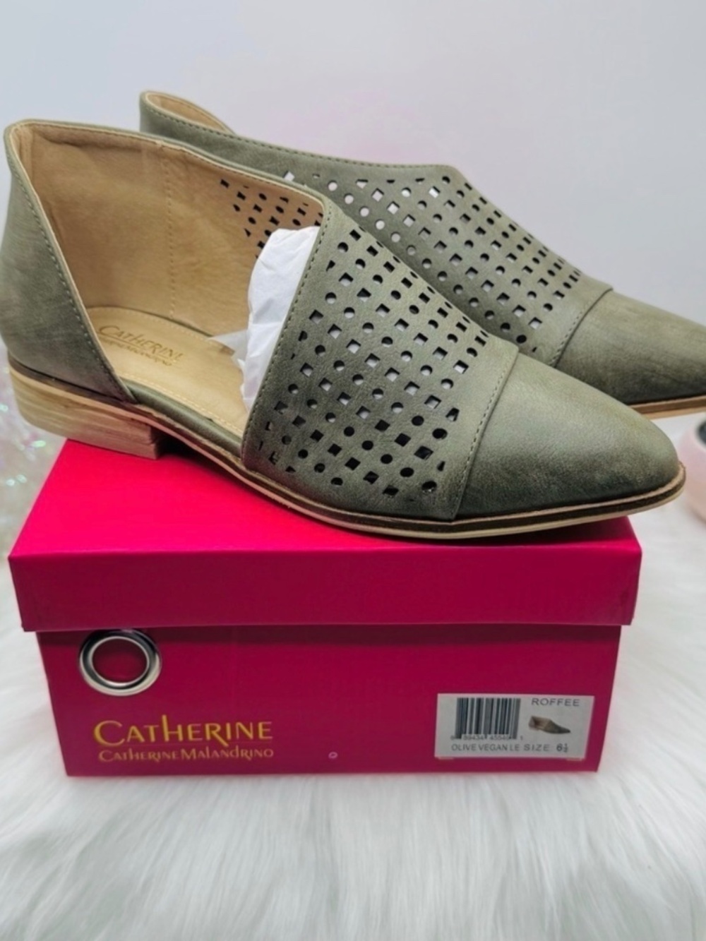 Catherine Malandrino Roffee Flats- OLIVE, US 6.5